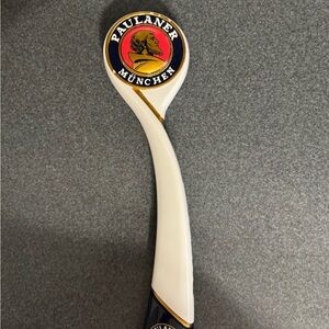 Paulaner München Beer Tap handle - White with Navy & Gold Logo